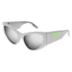 New Authentic  BALENCIAGA Extreme Silver Cat Eye BB0300S 002 Sunglasses Women